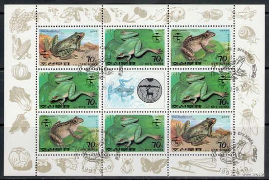 Корея /КНДР/1992/ Лягушки / Разновидности / Блок Сцепка #9