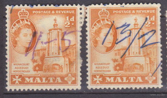 Архитектура Елизавета II Известные личности Люди Мальта 1956 год Лот 2 РУЧНОЕ ГАШЕНИЕ Цена за 1-у марку на Ваш выбор