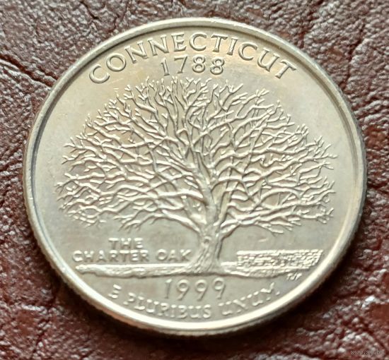 США 25 центов , D  1999 Квотер штата Коннектикут    ( 2-2-4 )