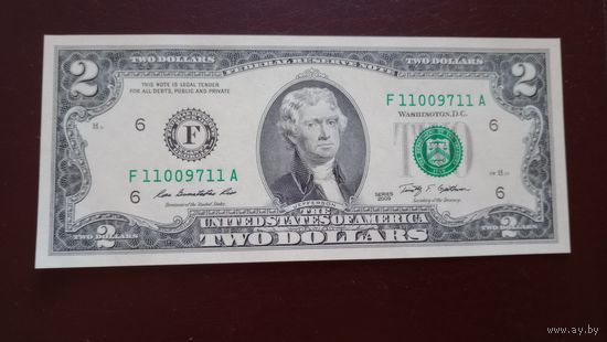 США 2 доллара 2009 F Джорджия 11009711А
