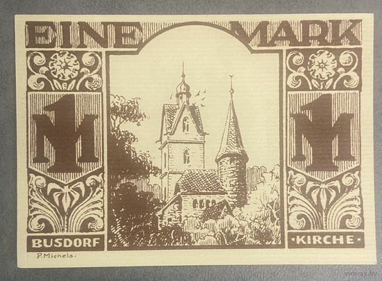 Нотгельд , 1 марка, Падерборн 1921 год. Веймарская республика