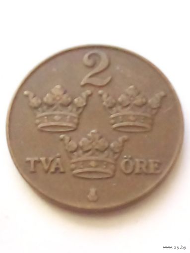 Швеция.2 эре 1939 г.Густав V(1907-1950) бронза,отличная.