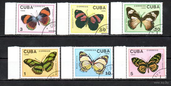 Бабочки Куба 1989 год серия из 6 марок