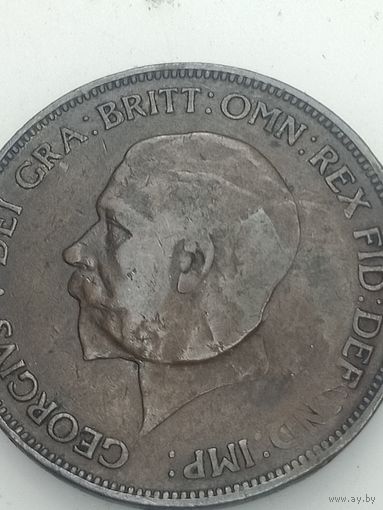 Великобритания 1 пенни 1932 года . Брак .