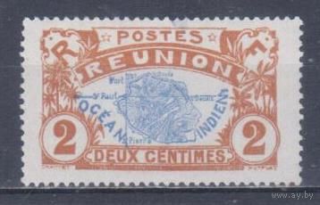 [1450] Французские колонии.Реюньон 1907. Карта острова.2с. БЕЗ КЛЕЯ.