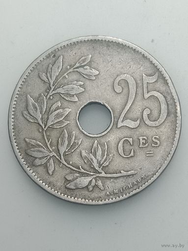 Бельгия 25 сантимов 1922 года . Надпись на Французском языке  , BELGIQUE .