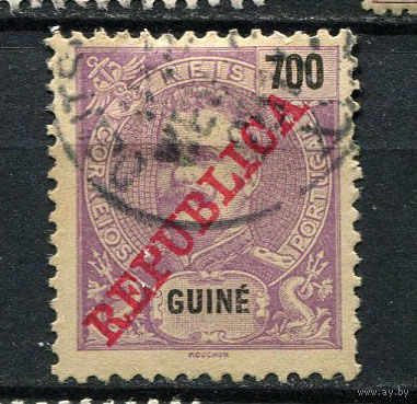 Португальские колонии - Гвинея - 1911 - Король Карлуш I 700R с надпечаткой REPUBLICA - [Mi.103] - 1 марка. Гашеная.  (LOT ES22)-T10P36