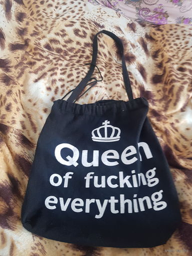 Черный Шоппер "Queen Of Fucking Everything" БЕЗ ТОРГА. ПОЧТОЙ НЕ ВЫСЫЛАЮ