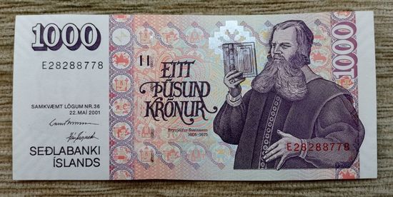 Werty71 Исландия 1000 крон 2001 года aUNC банкнота