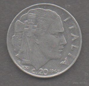 Италия. 20 чентезимо 1943. магнит