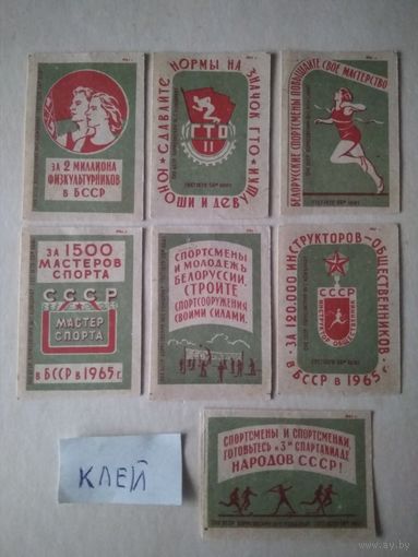 Спичечные этикетки ф.Борисов. Физкультура в БССР. 1961 год
