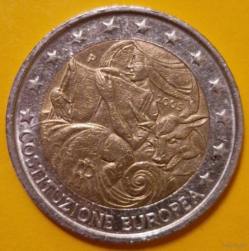 Италия 2 евро 2005 Годовщина подписания Конституции Европейского Союза из оборота