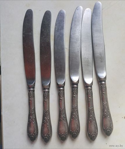 Ножи столовые набор 6шт мельхиоровые