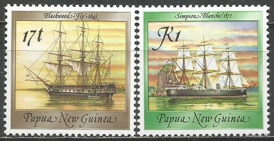 Папуа Новая-Гвинея. Парусник "Blanche". 1988г. Mi#565-66. Серия.