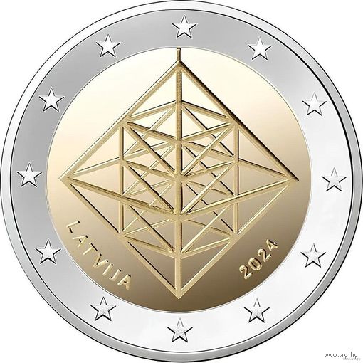 2 евро 2024 Латвия Пузурис UNC из ролла