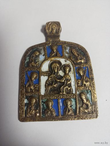 Старинная икона Смоленская Божия Матерь с избранными святыми (18в)