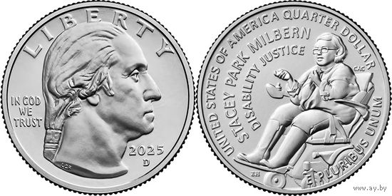 25 центов 2025 США Стейси Парк Милберн, Американские Женщины UNC двор Р