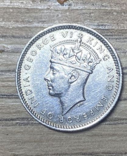 Монета 10 центов 1939 года Малайя Британская(серебро :0,750)