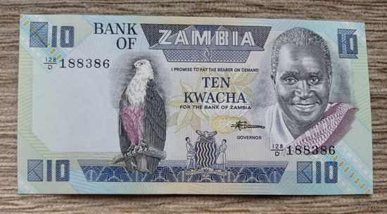 Werty71 Замбия 10 квача 1980 - 1988 UNC банкнота