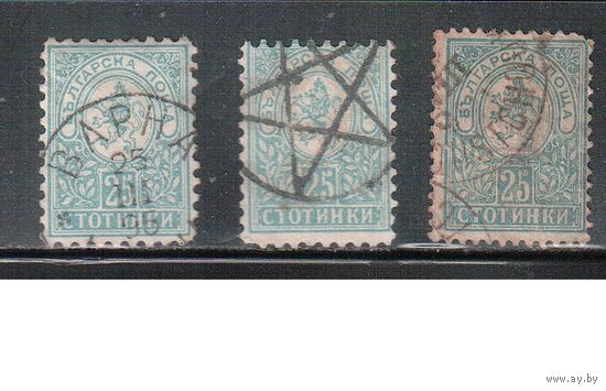Болгария(Княжество)-1889, (Мих.33 В+С+Е ),  гаш. , Стандарт, Герб,  3 зубцовки