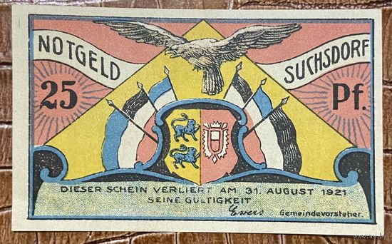 Нотгельд 25 пфеннигов 1921 год. Зуксдорф,. Веймарская республика