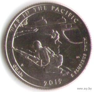 25 центов 2019 г. Парк=48 Национальный монумент воинской доблести  в Тихом океане Гуам Двор S _состояние UNC