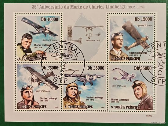 Сан Томе и Принсипи 2009. Великий лётчик Charles Lindbergh