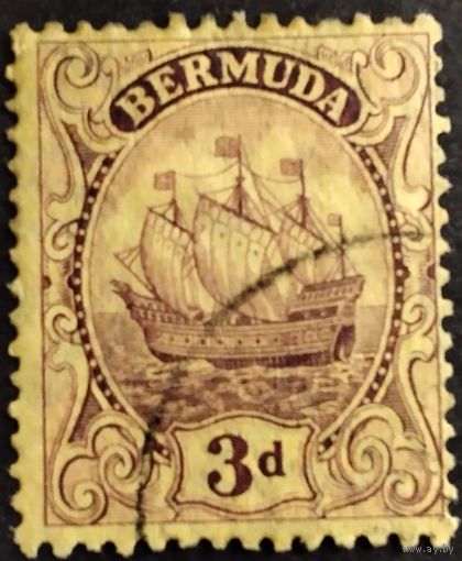 Бермуды. Колония Великобритании. 1922г. Mi77.(Жёлтая бумага)