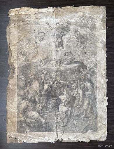 Старинная гравюра Преображение Христа 19 век