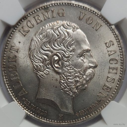 5 марок 1902 Саксония MS-64 NGC. Траурная по королю Альберту