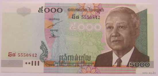 Камбоджа 5000 риелей 2007 г UNC