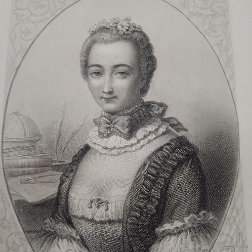 Mme du Chatelet. Гравюра середина 19века Франция Париж Оригинал 27х18см. РАСПРОДАЖА КОЛЛЕКЦИИ.