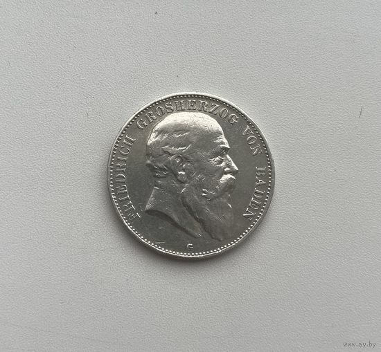 БАДЕН 5 марок 1902 г.