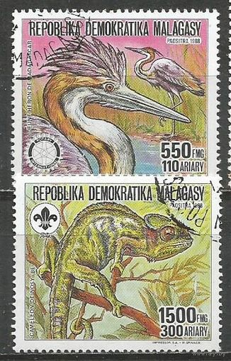 Республика Мадагаскар. Ротари-клуб и Скаутское движение. 1988г. Mi#1114-15. Серия.