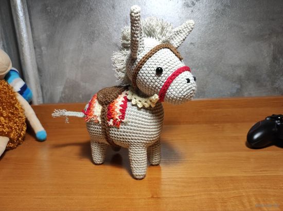 Ослик Плюшевая вязаная мягкая игрушка амигуруми осел интерьер ручная работа handmade кукла