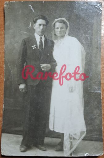 1920-е Открыточный формат свадьба молодожены ретро фото типажи межвоенная