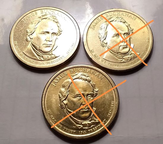 1 доллар США 2010 г. 15-й Президент Джеймс Бьюкенси