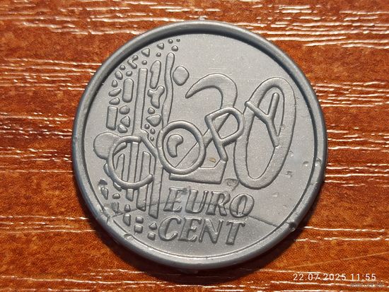 Жетон игровой пластиковый 20 евроцентов