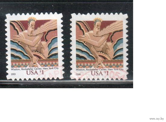 США-2003-2008 (Мих.3731-) , гаш., Стандарт, Статуя, Нью-Йорк(одиночка), 2 выпуска(1)