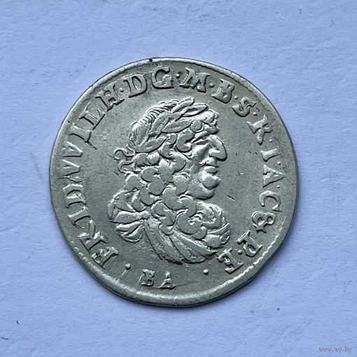 Монета СЕРЕБРО ПРУССИЯ 6 грошей 1686 год ФРИДРИХ ВИЛЬГЕЛЬМ ОТЛИЧЫЕ