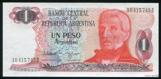 Аргентина 1 песо Аргентино 1983-84 гг. P311. Серия B. UNC