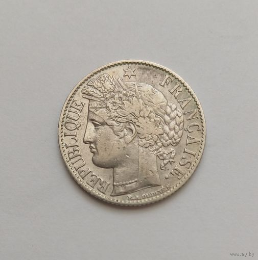 1 франк. 1887 г.835 пр., Франция.Третья Республика (1870 - 1941).