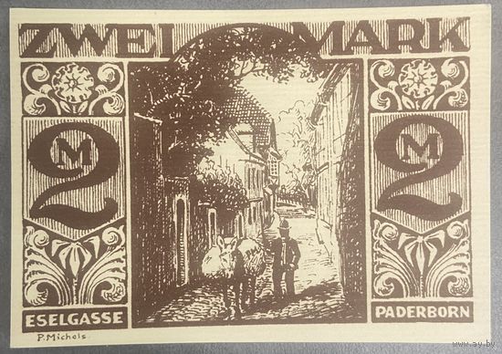 Нотгельд , 2 марки, Падерборн 1921 год. Веймарская республика