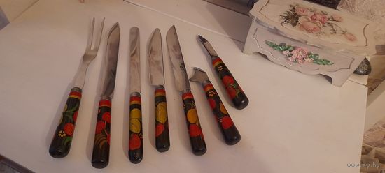 Кухонный набор,ножи.Роспись Палех.