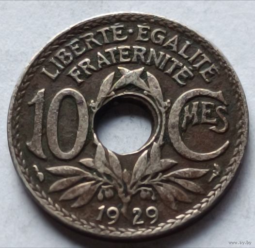 Франция. 10 сантимов 1929 года.