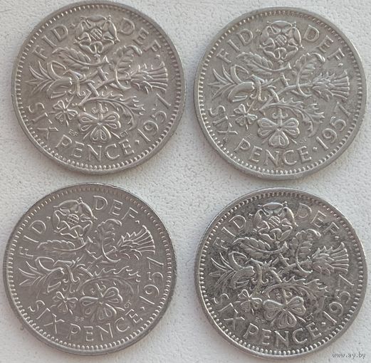 Великобритания 6 пенсов 1957 г. Цена за 1 шт.
