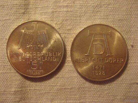 5 марок 1971г. Альбрехт Дюрер. Серебро.59