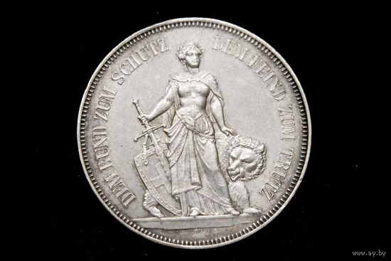 5 франков 1885 г, Швейцария. "Стрелковый фестиваль в Берне". Редкая!