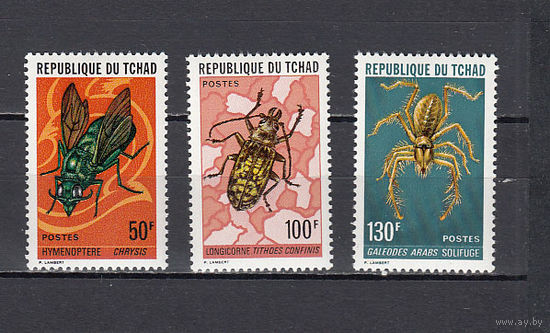 Фауна. Жуки. Чад. 1974. 3 марки. Michel N 696-598 (16,0 е)