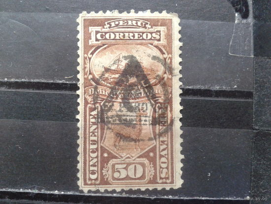 Перу, 1874. Пароход и лама, Mi-6,00 евро гаш.